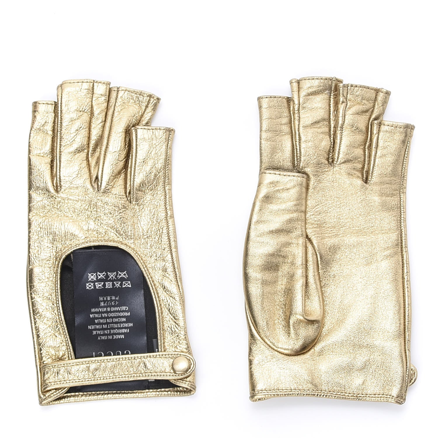 Gucci Metallic Nappa Donna Fingerless Gloves 8 Gold 2 of 5