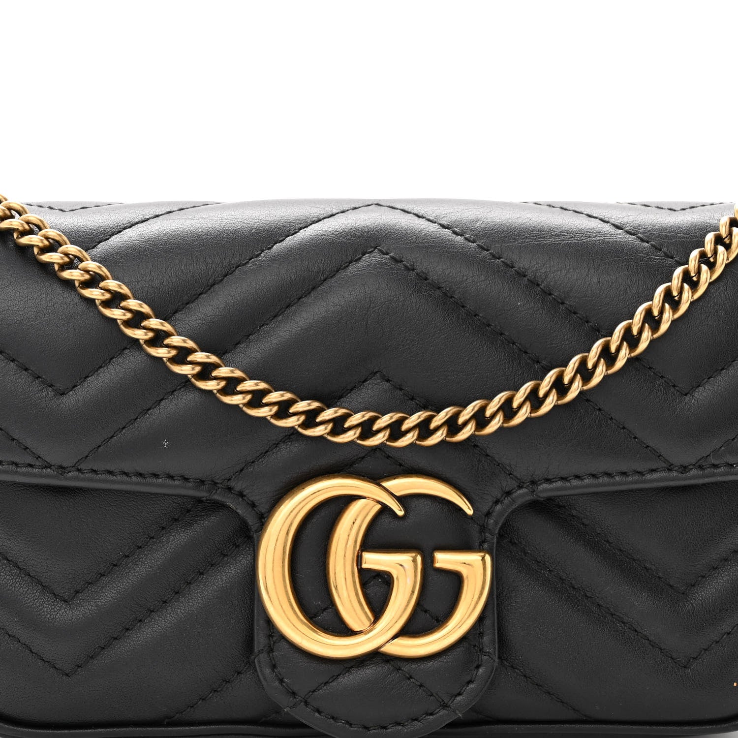 Gucci Calfskin Matelasse Super Mini GG Marmont Shoulder Bag Black 8 of 11