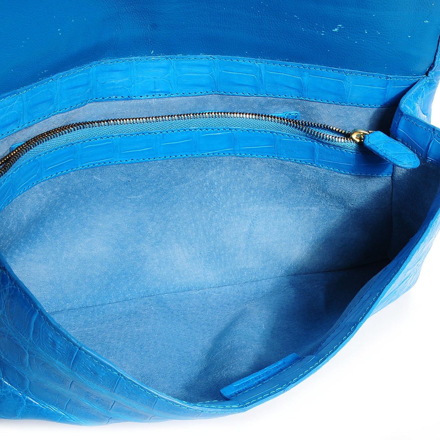 Crocodile Gotham Flap Clutch Ocean Blue