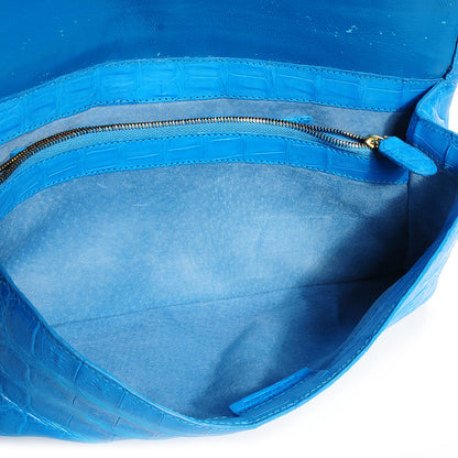Nancy Gonzalez Crocodile Gotham Flap Clutch Ocean Blue 5 of 7