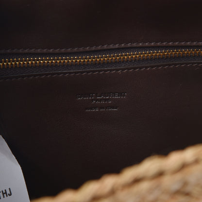 Saint Laurent Raffia Calfskin Small Panier Tote Naturale Nut 6 of 13