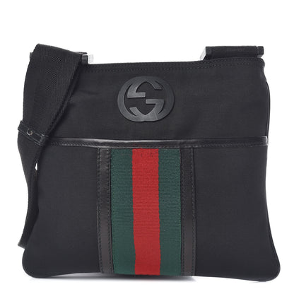 Gucci Nylon Web Interlocking G Messenger Bag Black 1 of 10