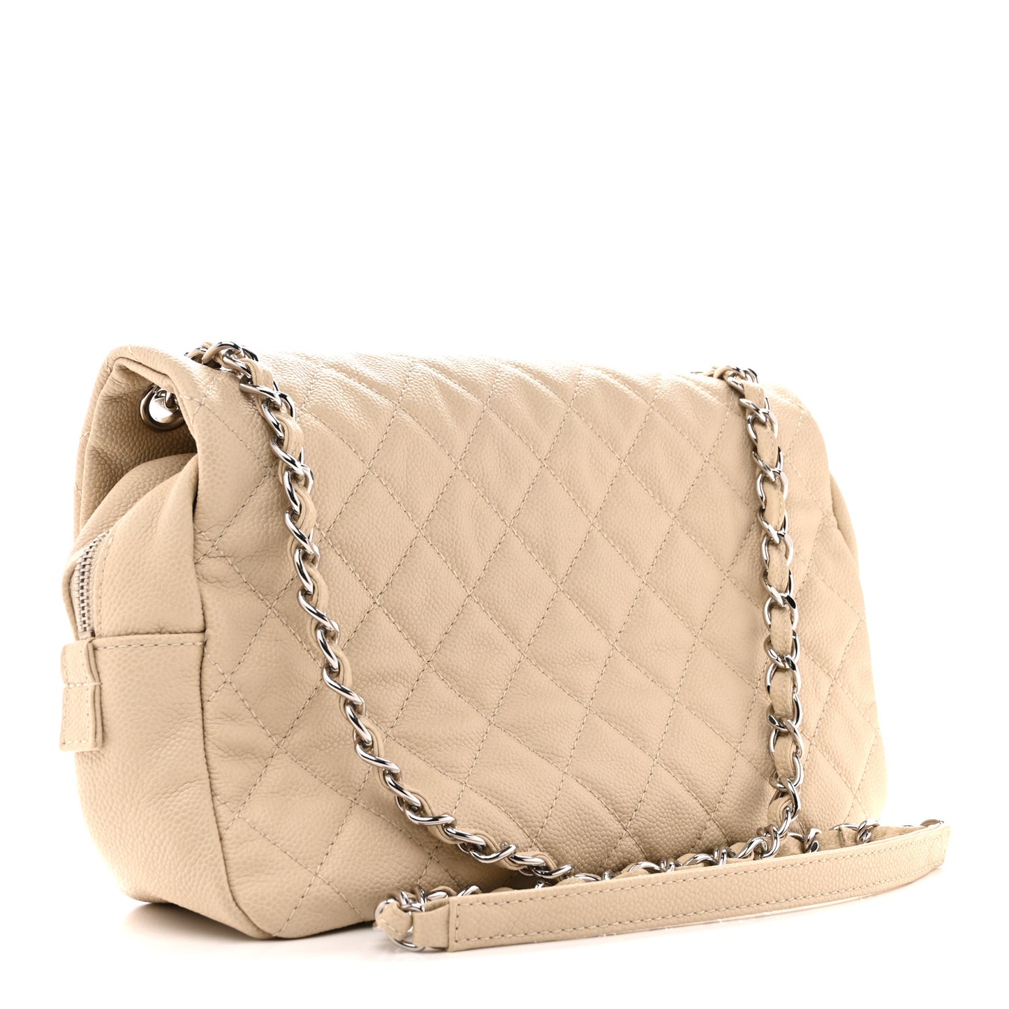 Caviar Quilted Jumbo Easy Flap Beige