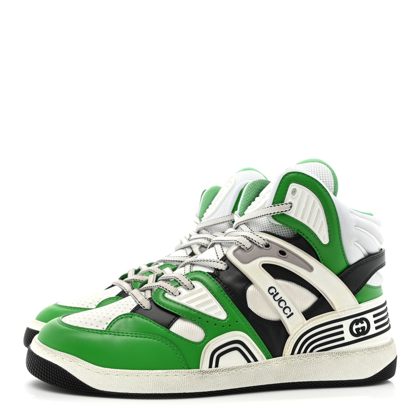 Demetra GG Supreme Monogram Mens Basket High Top Sneakers 9.5 Great White Green Black