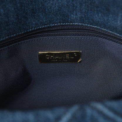 Chanel Denim Quilted Large 19 Flap Blue 5 of 9