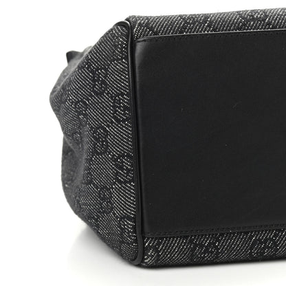 Gucci Denim Monogram GG Signature Shoulder Bag Black 9 of 11