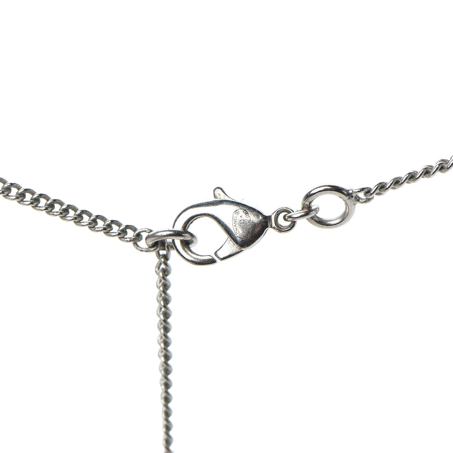Chanel Baguette Crystal CC Necklace Silver 6 of 7