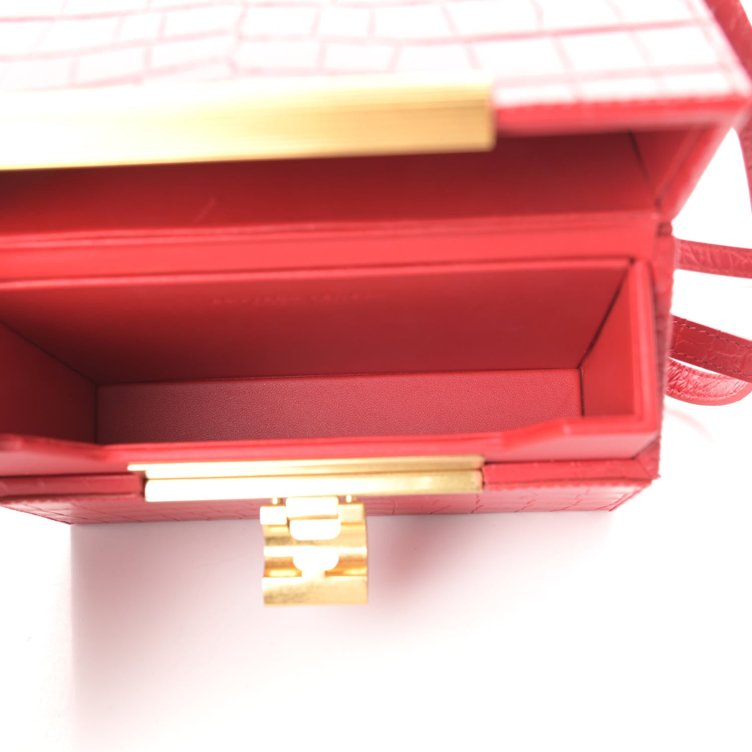 Bottega Veneta Calfskin Crocodile Embossed Daisey Box Clutch Red 5 of 8