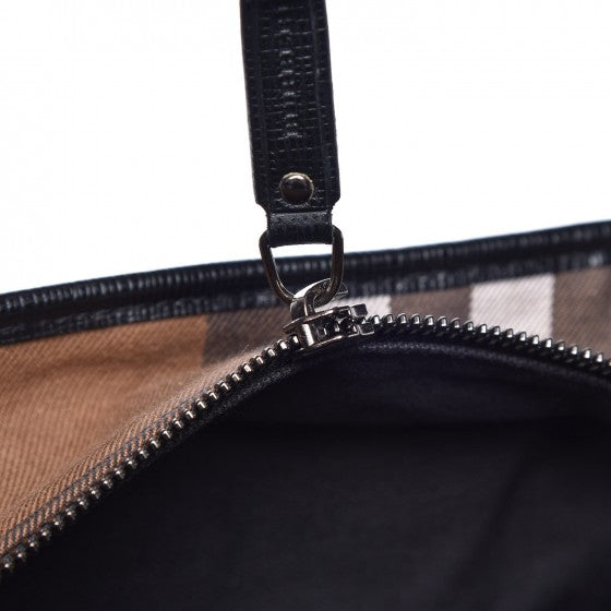 Burberry Bridle Calfskin House Check Tote Black 14 of 17