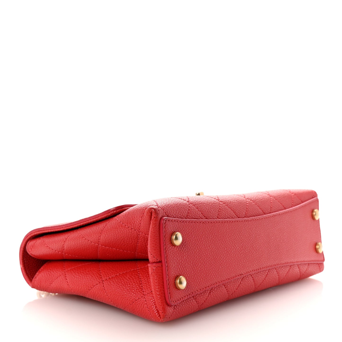 Caviar Diamond Stitched Small Top Handle Flap Red