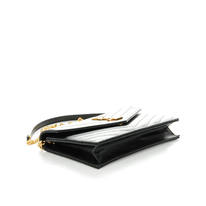 Saint Laurent Grain De Poudre Matelasse Chevron Monogram Chain Wallet Black 4 of 7