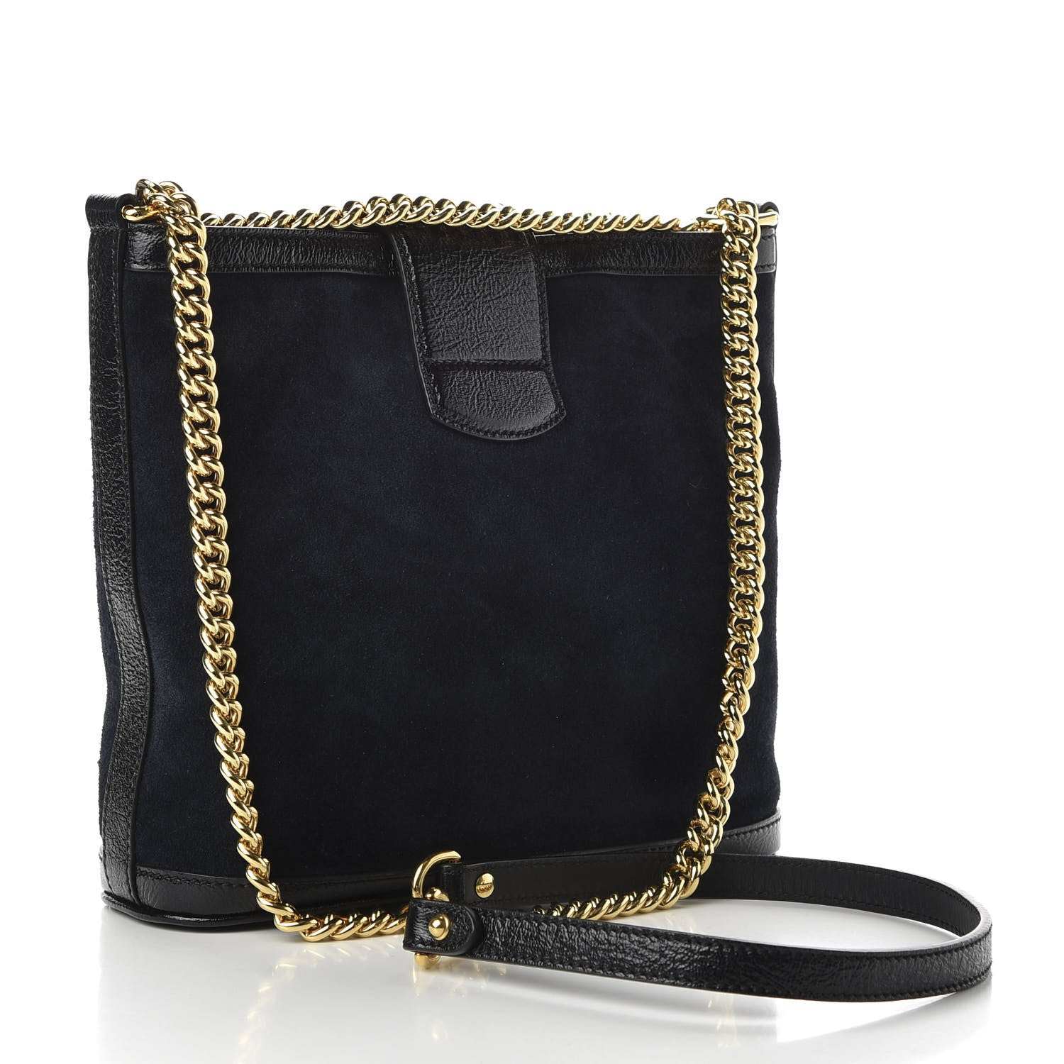 Gucci Suede Patent Dragon Embroidered Medium Dionysus Bucket Bag Dark Blue 3 of 11
