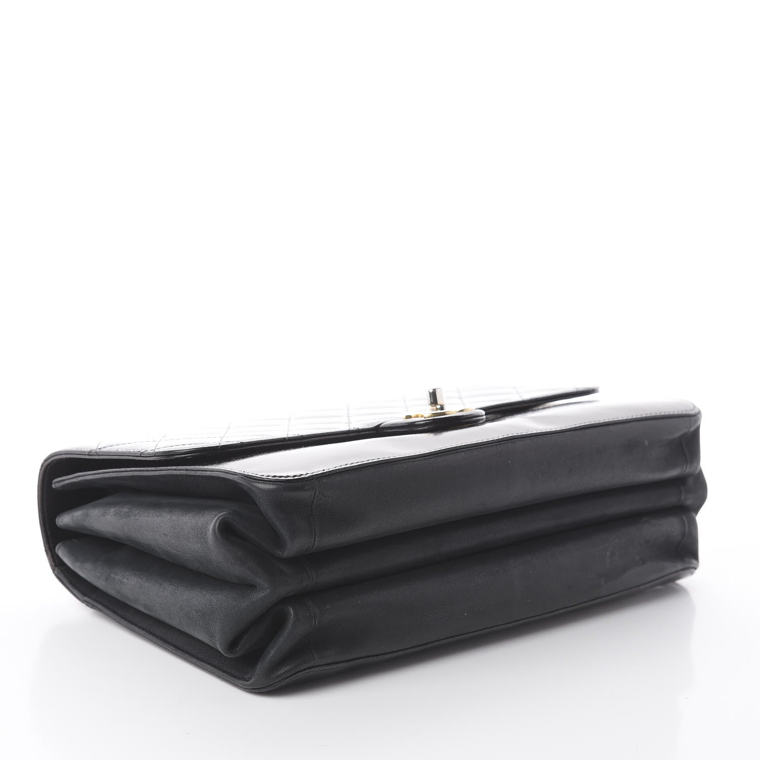 Chanel Aged Glazed Calfskin Quilted Straight Lined Flap Black 3 of 8