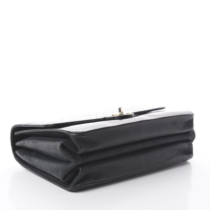 Chanel Aged Glazed Calfskin Quilted Straight Lined Flap Black 3 of 8