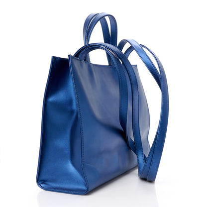 Telfar Metallic Vegan Leather Medium Shopping Bag Cobalt 3 of 11