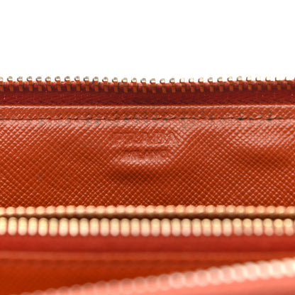 Prada Saffiano Metal Zip Around Wallet Rame 6 of 9