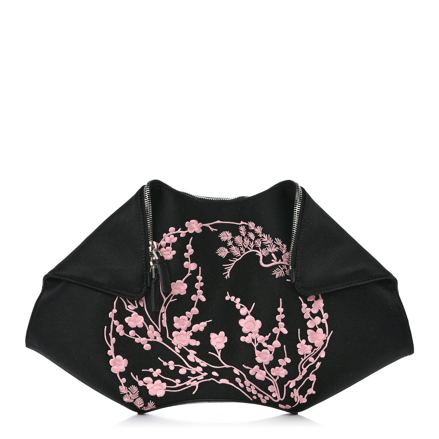 Silk Floral Embroidered De Manta Clutch Black