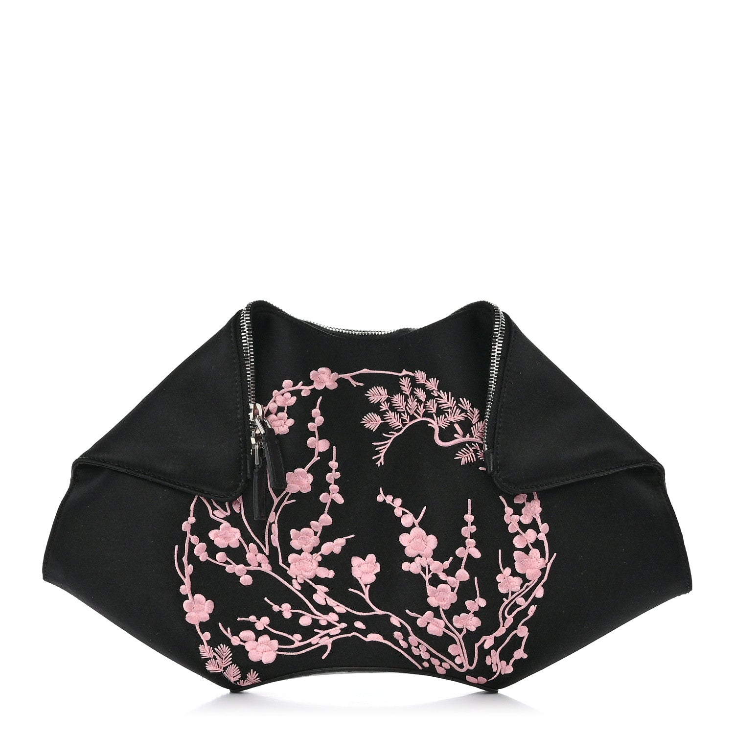 Alexander McQueen Silk Floral Embroidered De Manta Clutch Black 1 of 7