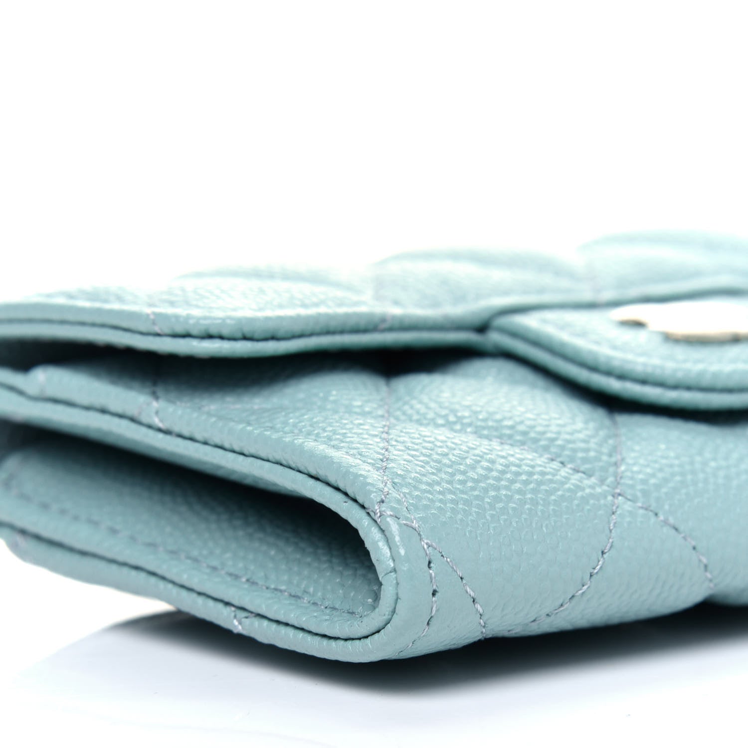 Chanel Caviar Quilted Flap Card Holder Wallet Light Blue 9 of 12
