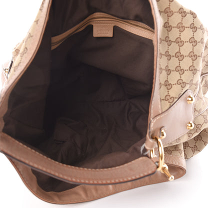 Gucci Monogram Large Jockey Hobo Beige 5 of 19