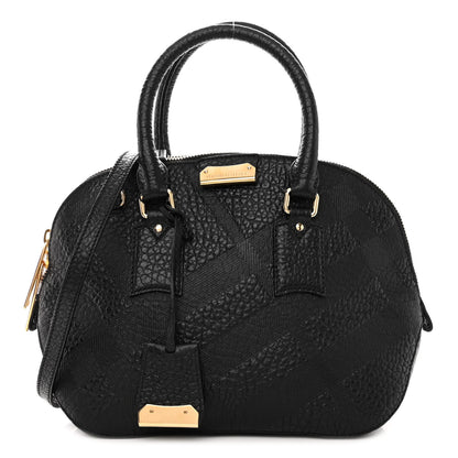 Burberry Heritage Grain Check Embossed Small Orchard Bowling Bag Black 1 of 9