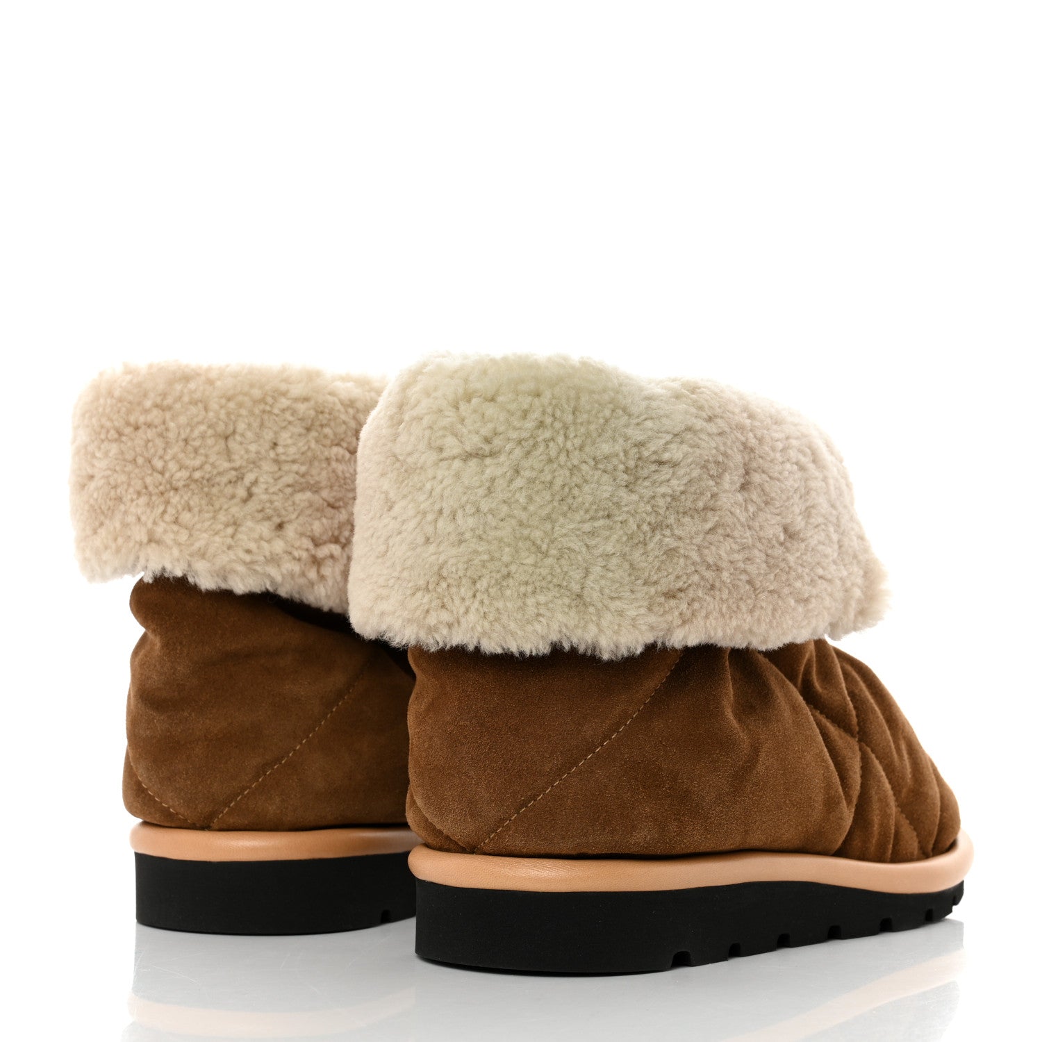 Louis Vuitton Suede Shearling Quilted Flat Ankle Boot 38 Beige 4 of 8