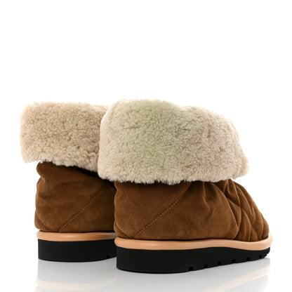 Louis Vuitton Suede Shearling Quilted Flat Ankle Boot 38 Beige 4 of 8