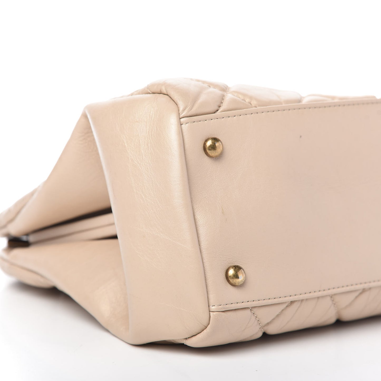 Aged Calfskin Large Just Mademoiselle Bowling Bag Beige