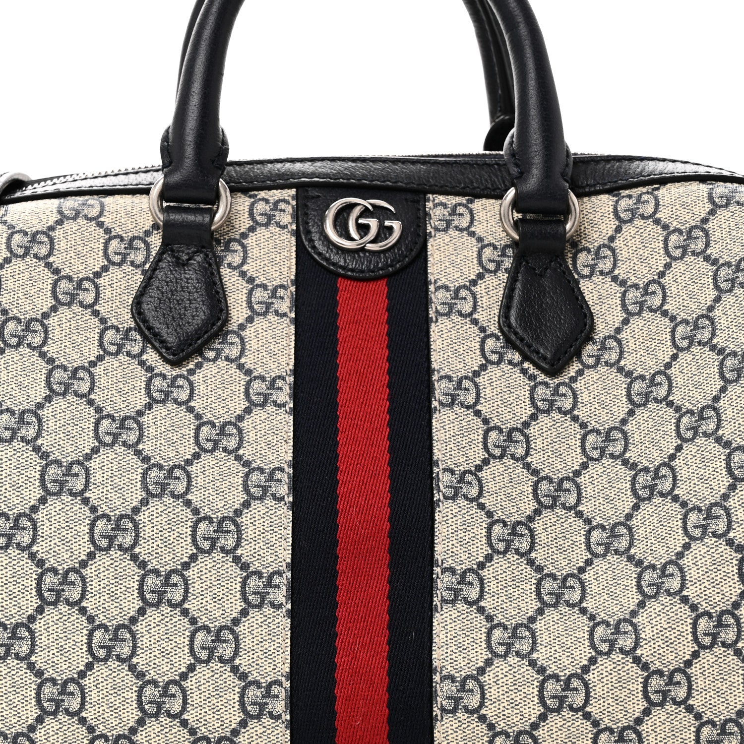 Gucci GG Supreme Monogram Web Medium Ophidia Top Handle Bag Beige Blue 8 of 11