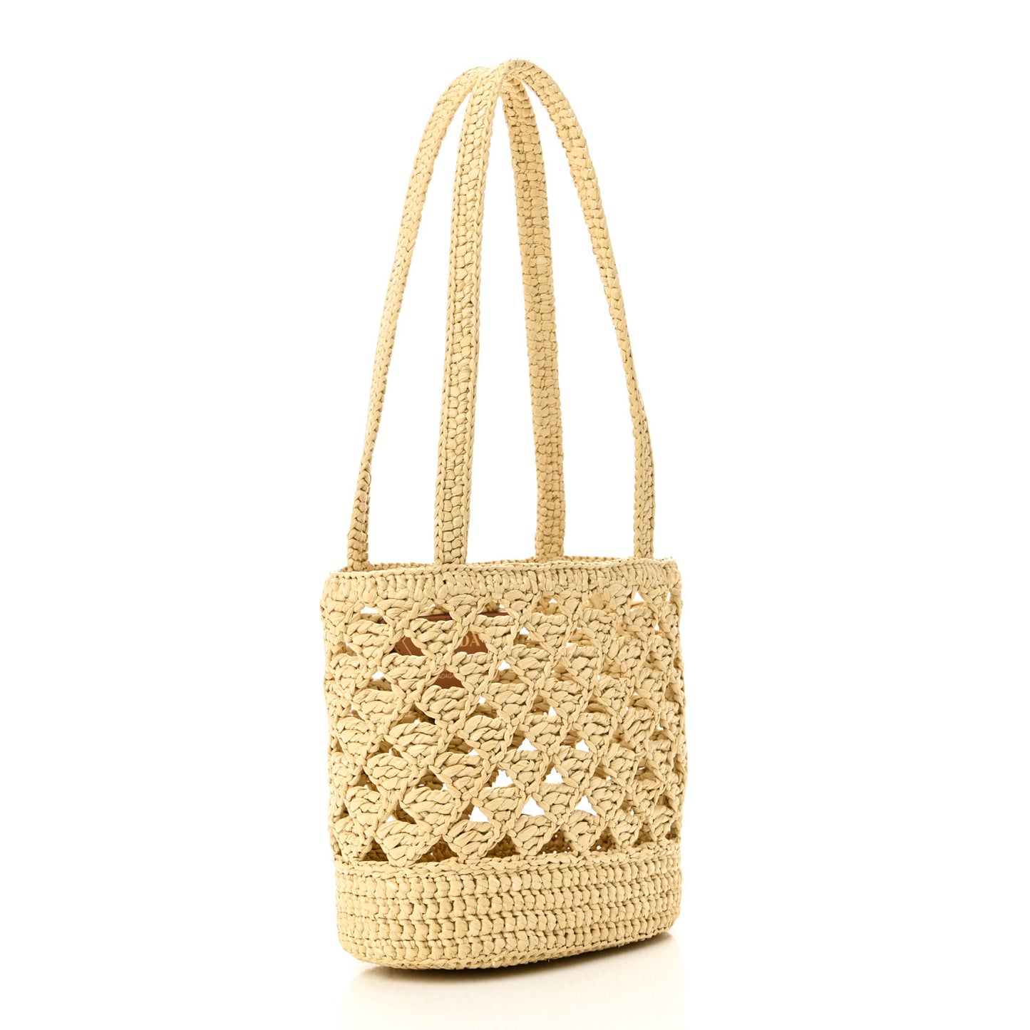Yarn Raffia Effect Embroidered Mini Logo Tote Naturale