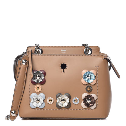 Fendi Vitello Baltico Nappa Flowerland Studded Small Dotcom Click Chain Satchel Cuoio Multicolor 1 of 10