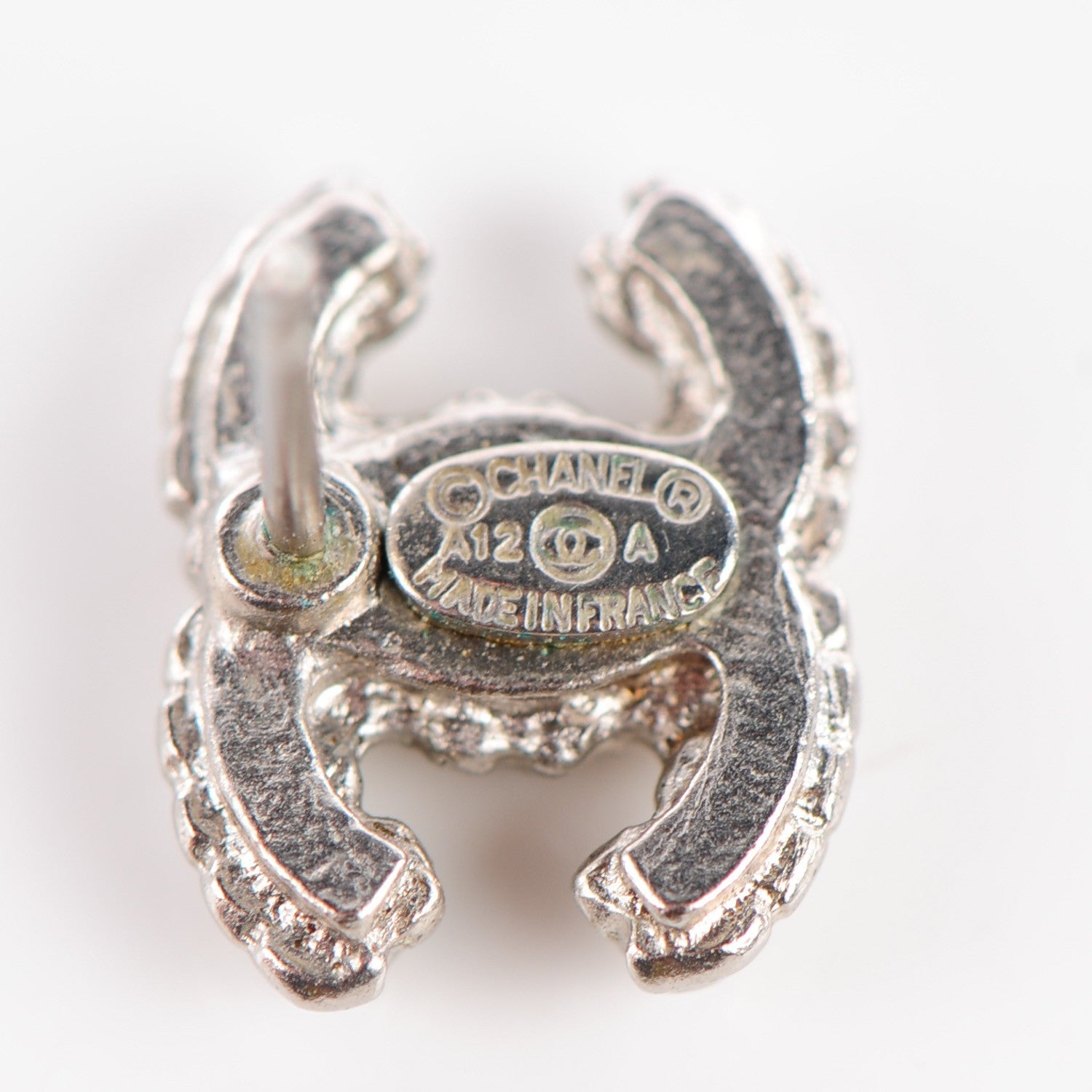 Chanel Crystal Timeless CC Earrings Silver 6 of 6