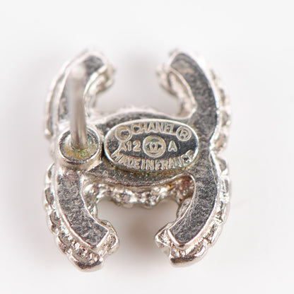 Chanel Crystal Timeless CC Earrings Silver 6 of 6