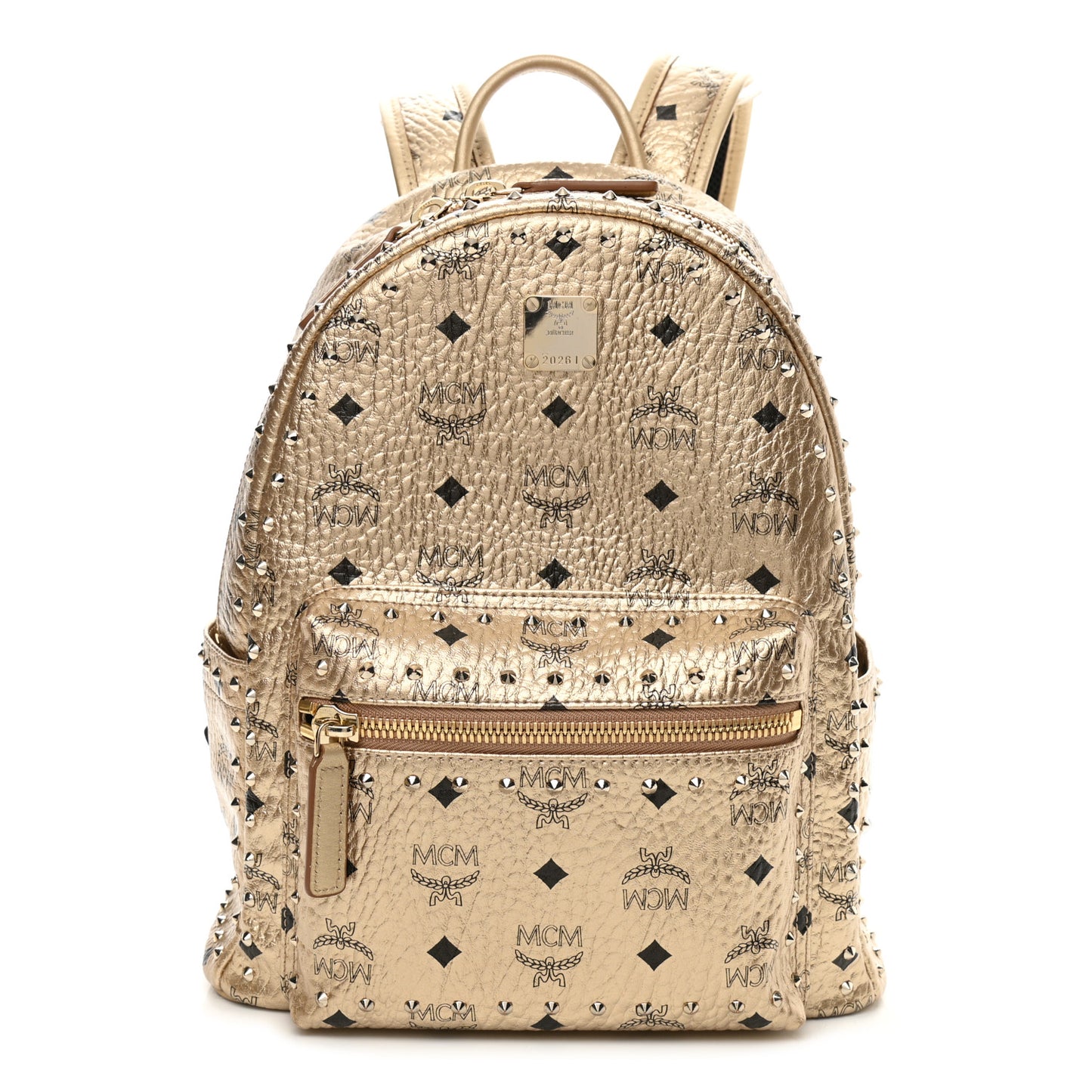 Metallic Visetos Outline Stud Small Stark Backpack Gold