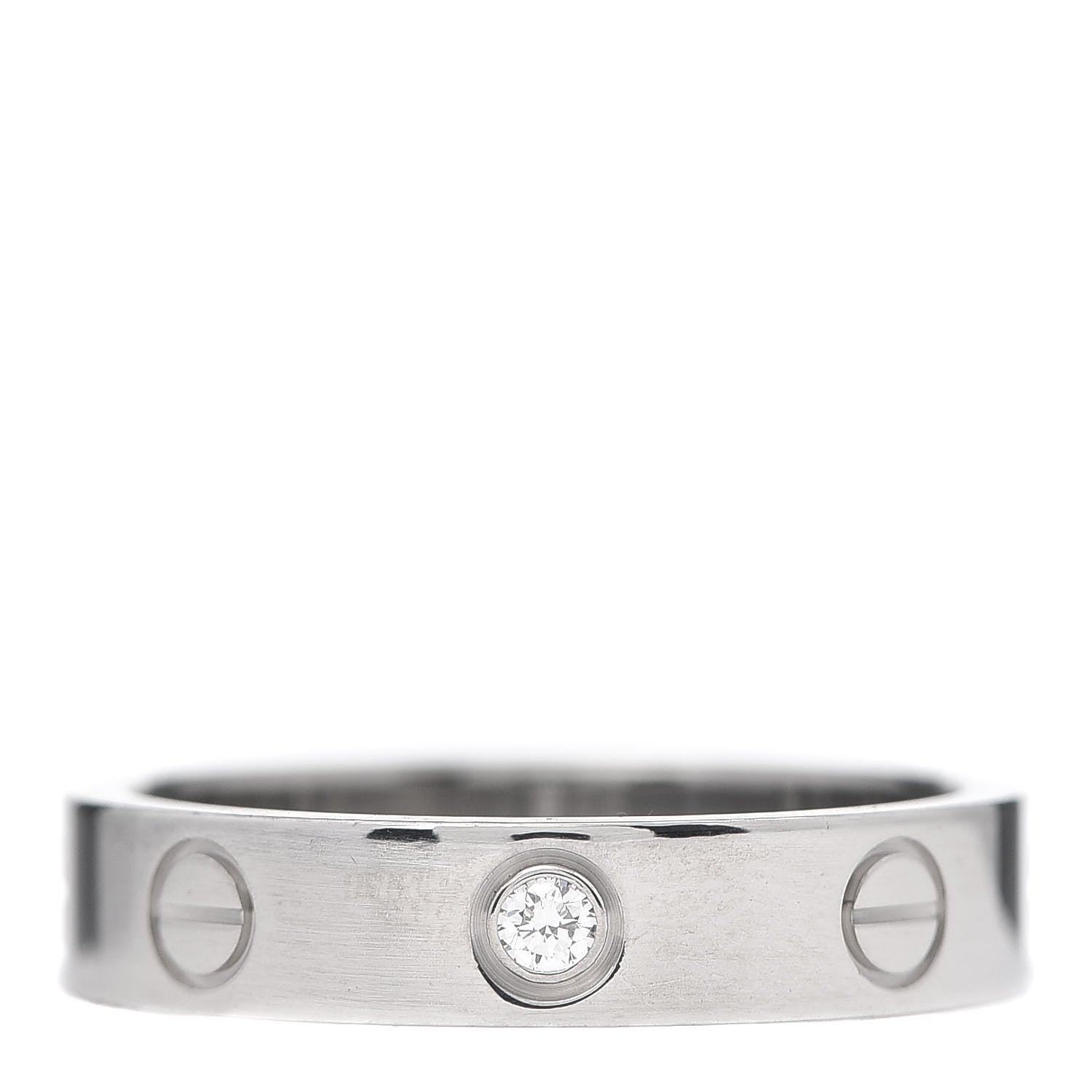 Cartier 18K White Gold Diamond 4mm LOVE Wedding Band Ring 51 5.75 1 of 5