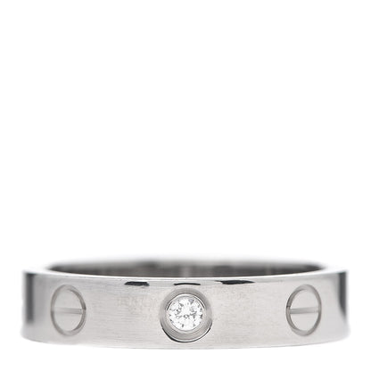 Cartier 18K White Gold Diamond 4mm LOVE Wedding Band Ring 51 5.75 1 of 5