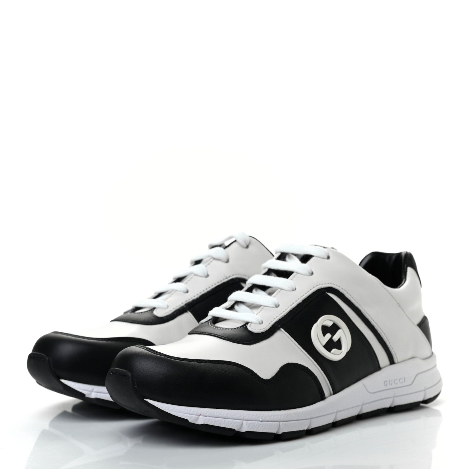 Gucci Calfskin Womens Interlocking G Sneakers 38 Black White 3 of 7