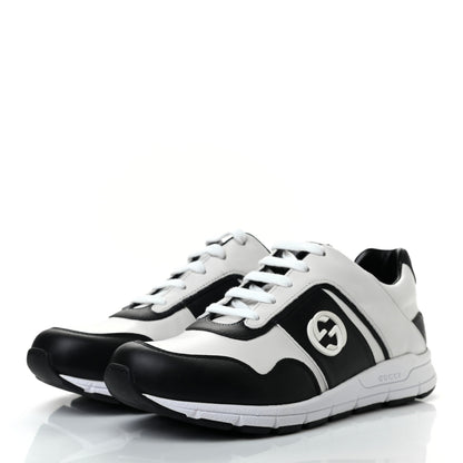 Gucci Calfskin Womens Interlocking G Sneakers 38 Black White 3 of 7
