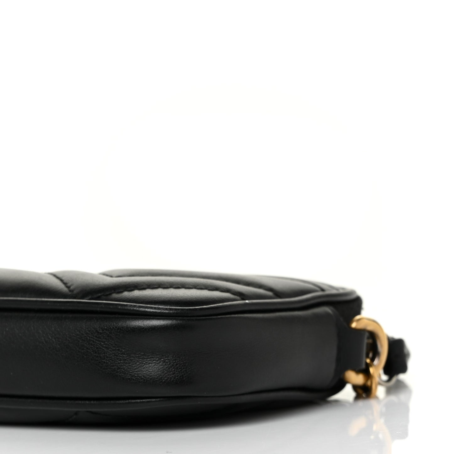 Calfskin Matelasse Mini GG Marmont Chain Crossbody Bag Black