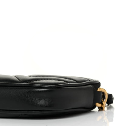 Gucci Calfskin Matelasse Mini GG Marmont Chain Crossbody Bag Black 8 of 8