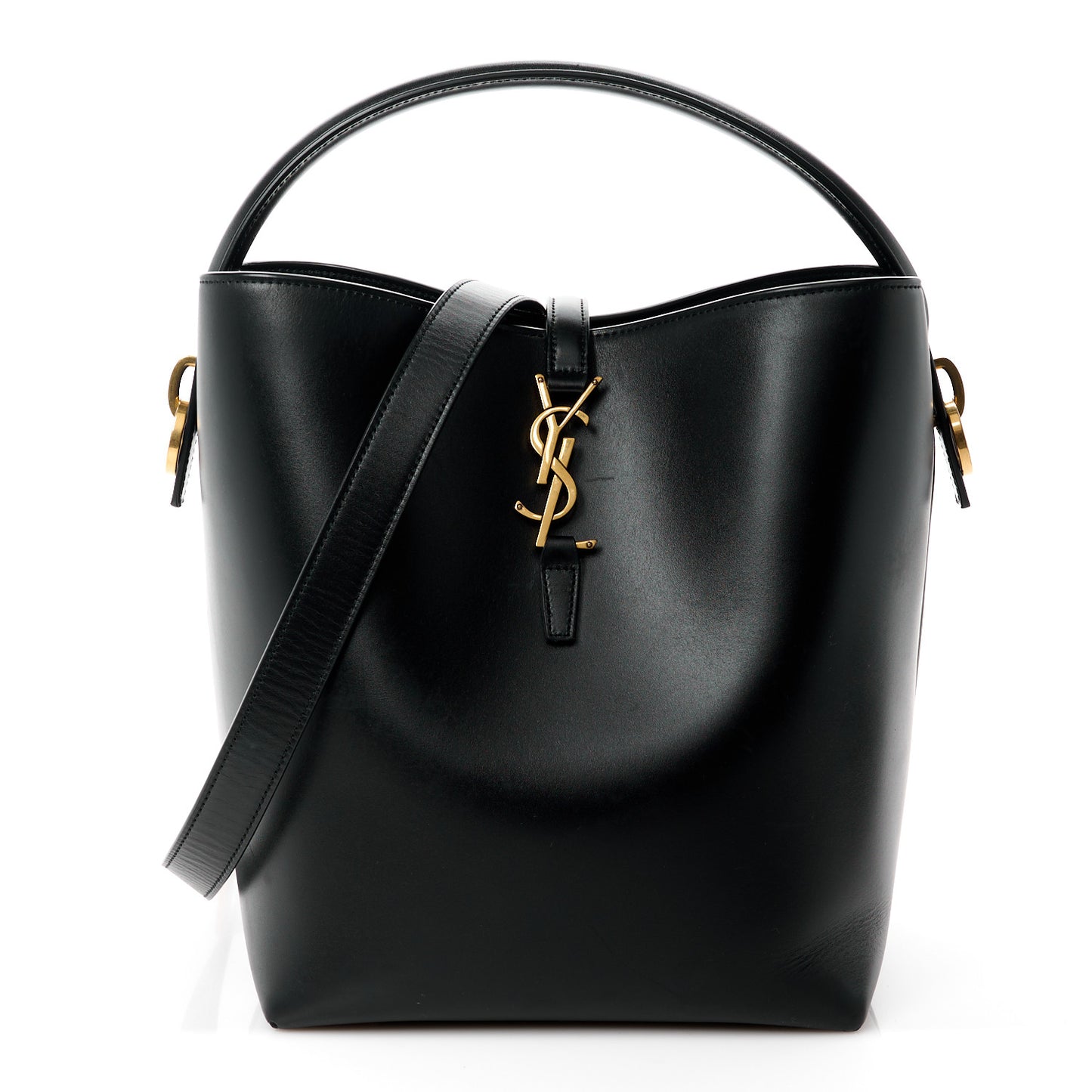 Shiny Calfskin Le 37 Bucket Bag Black