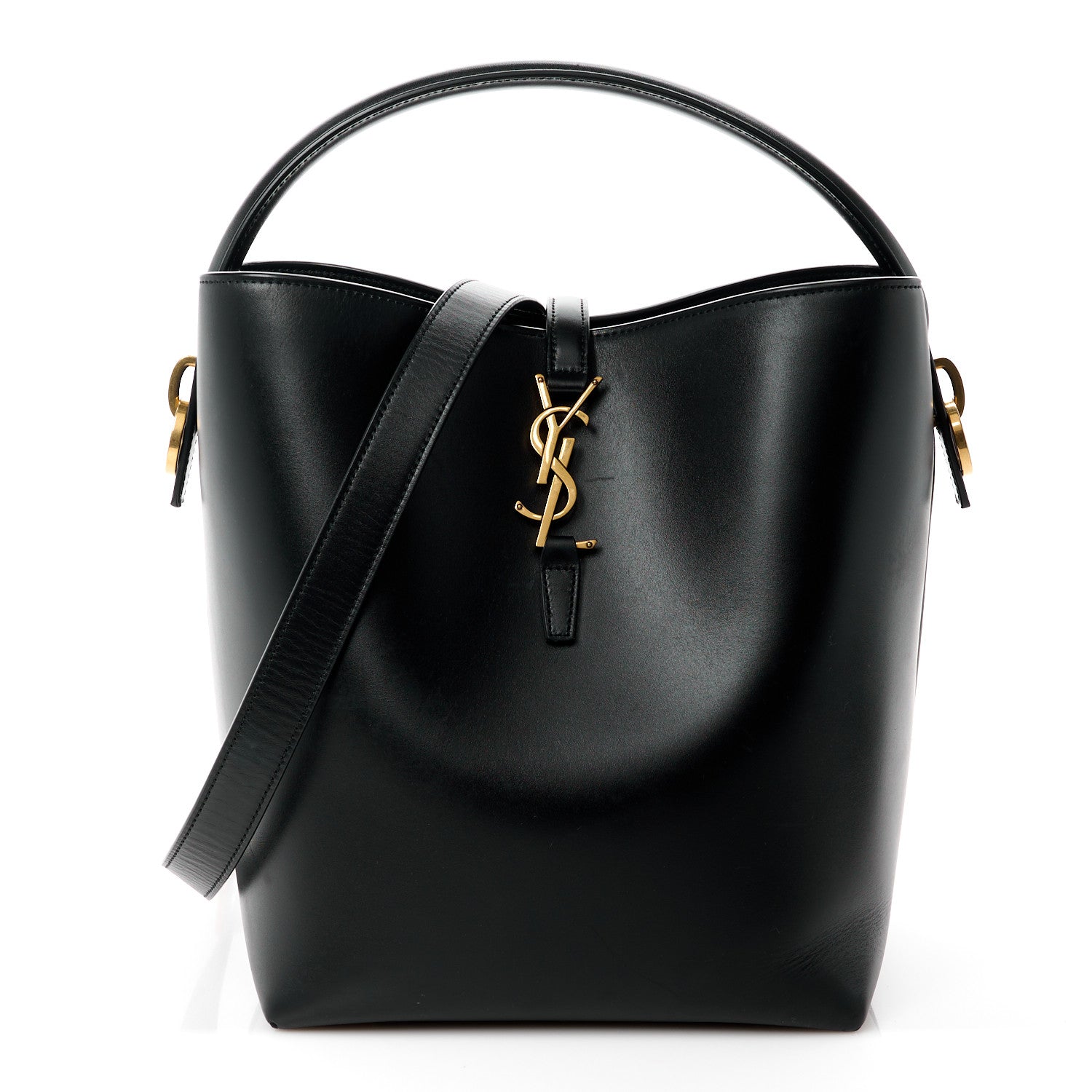 Saint Laurent Shiny Calfskin Le 37 Bucket Bag Black 1 of 12