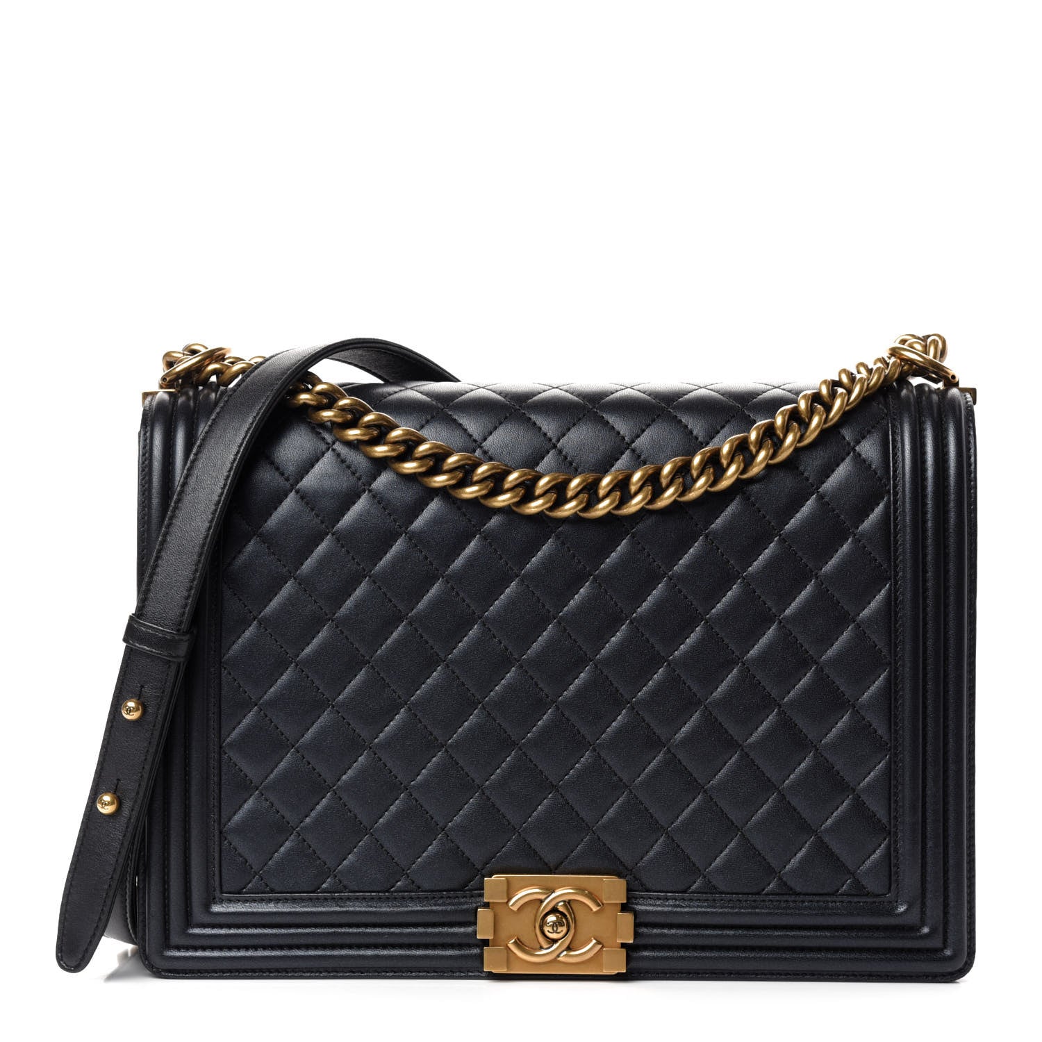 Chanel Iridescent Lambskin Quilted Large Boy Flap Black 1 of 10