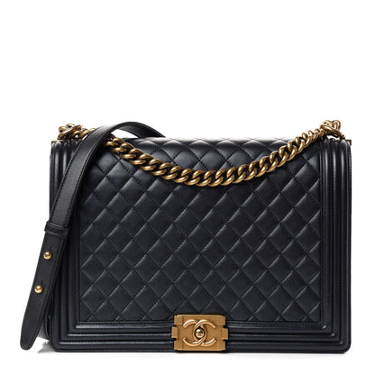 Chanel Iridescent Lambskin Quilted Large Boy Flap Black 1 of 10