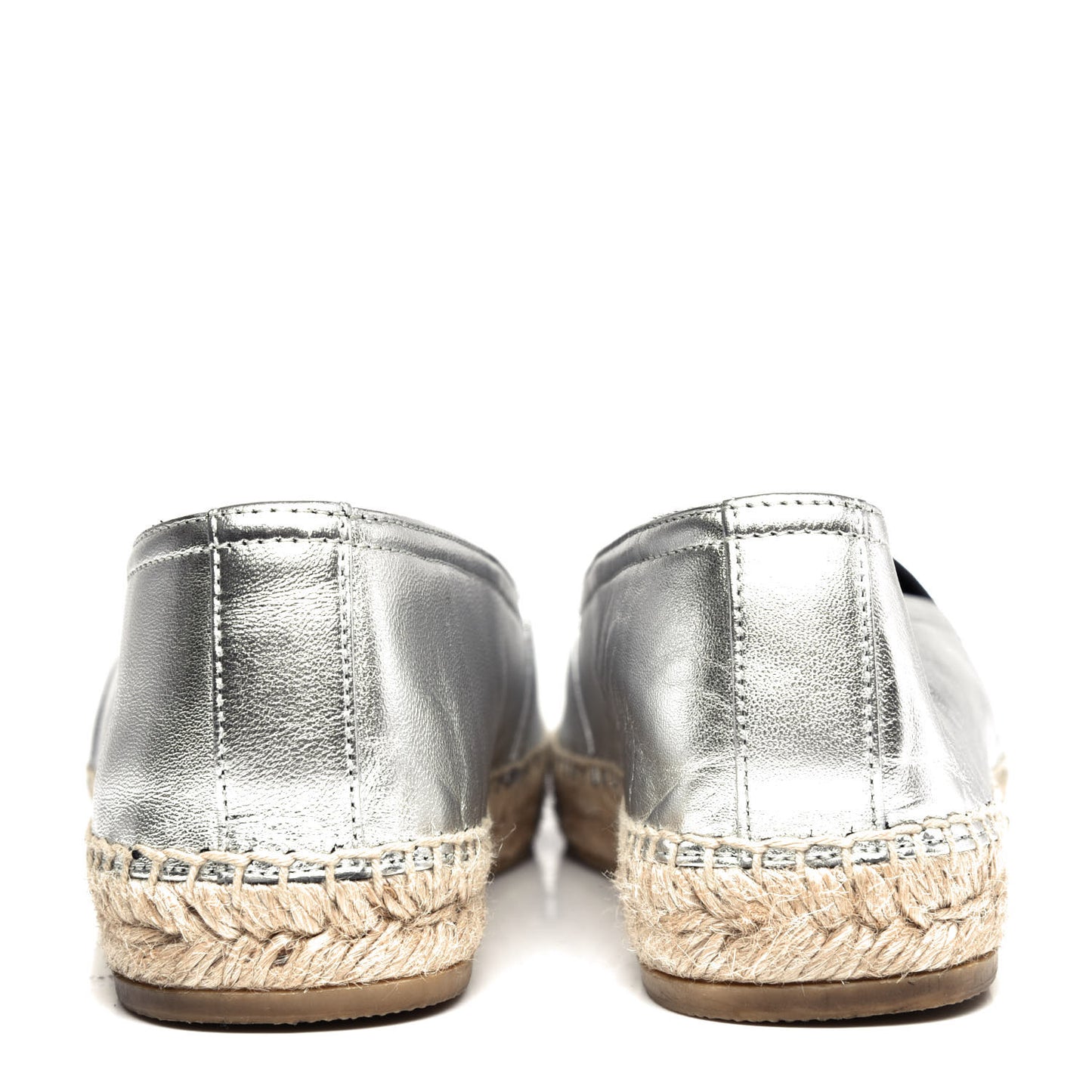 Metallic Lambskin Monogram Espadrilles 39 Silver