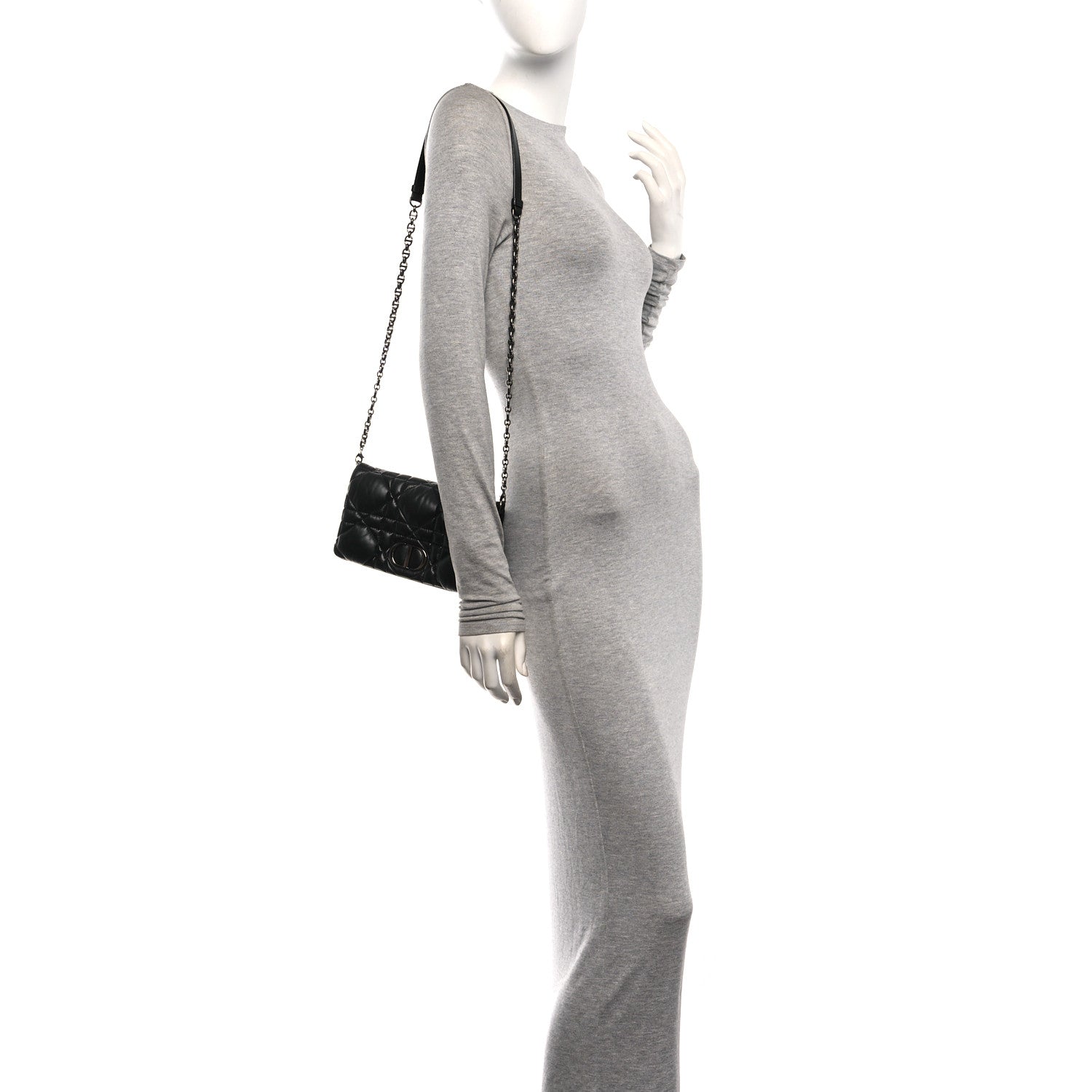 Christian Dior Calfskin Macrocannage Mini Caro Bag Black 2 of 10