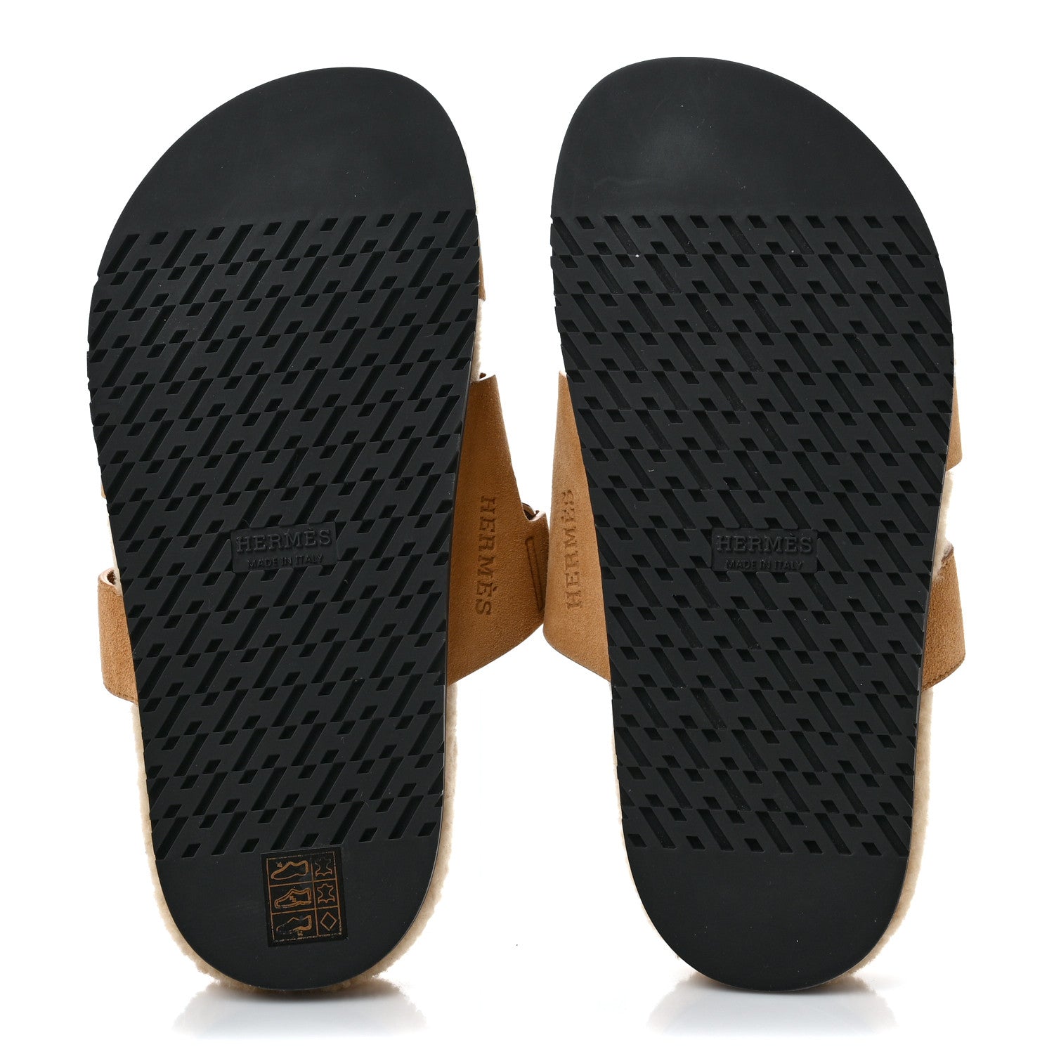 Hermes Suede Goatskin Woolskin Womens Chypre Sandals 37 Golden Beige 5 of 7