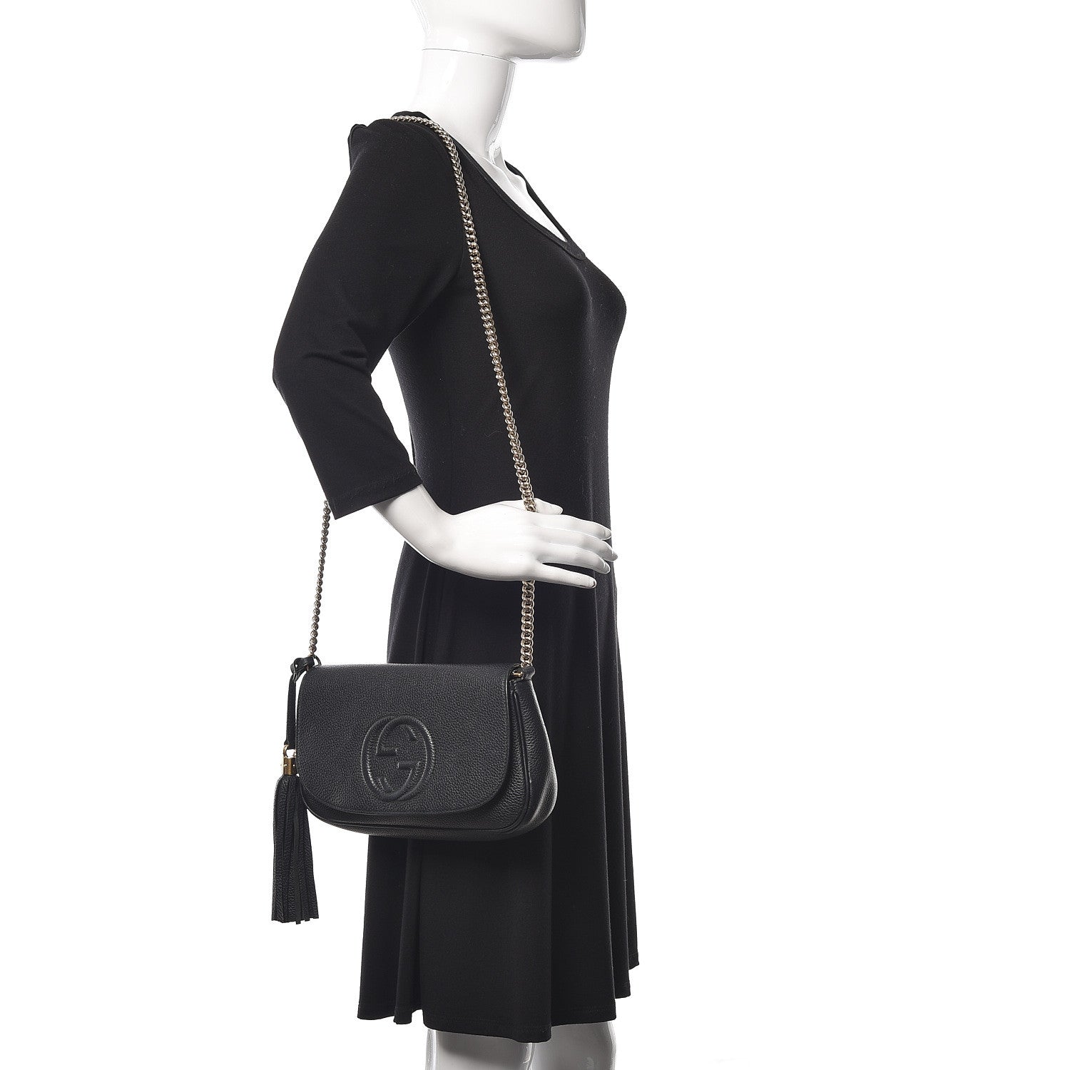 Gucci Pebbled Calfskin Medium Soho Flap Crossbody Black 2 of 9