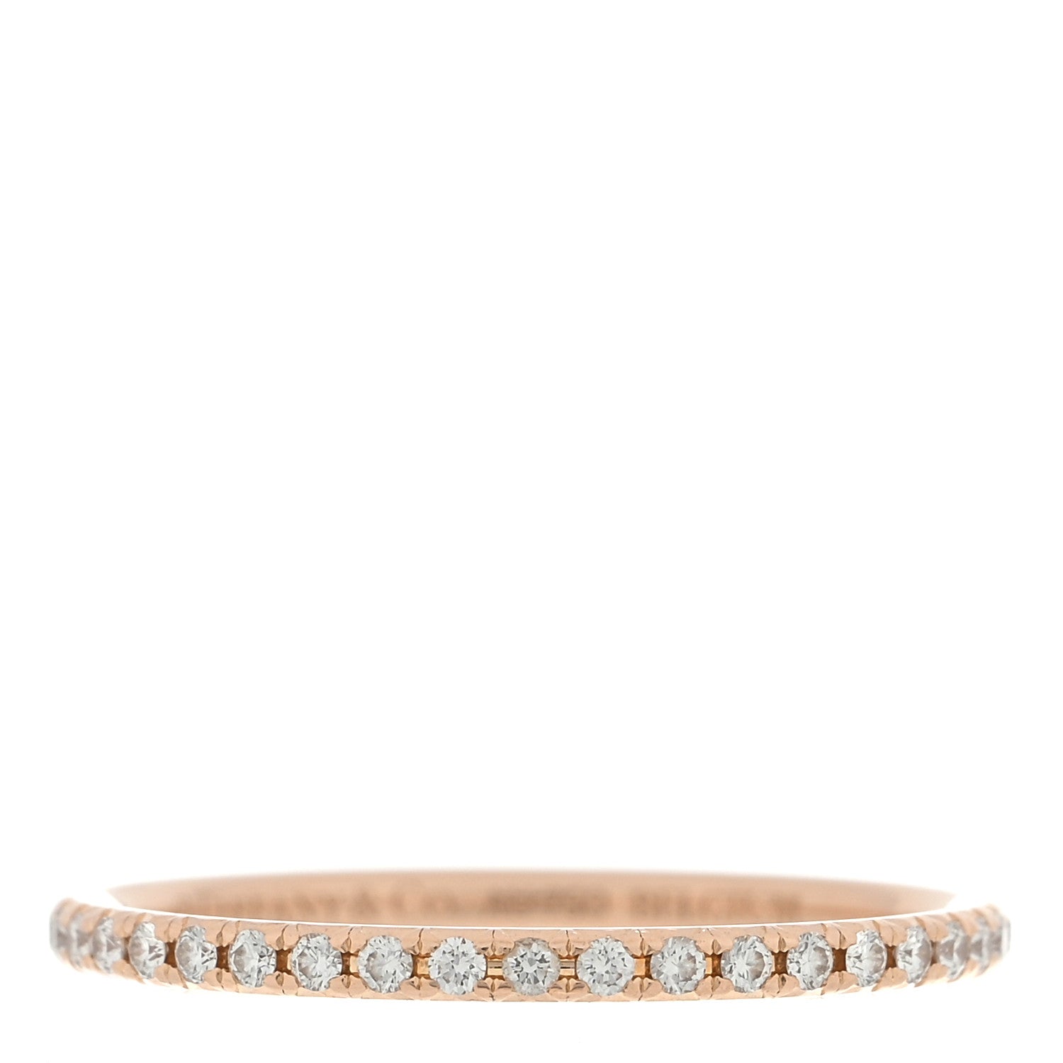Tiffany 18K Rose Gold Diamond Metro Band Ring 50 5.5 1 of 4