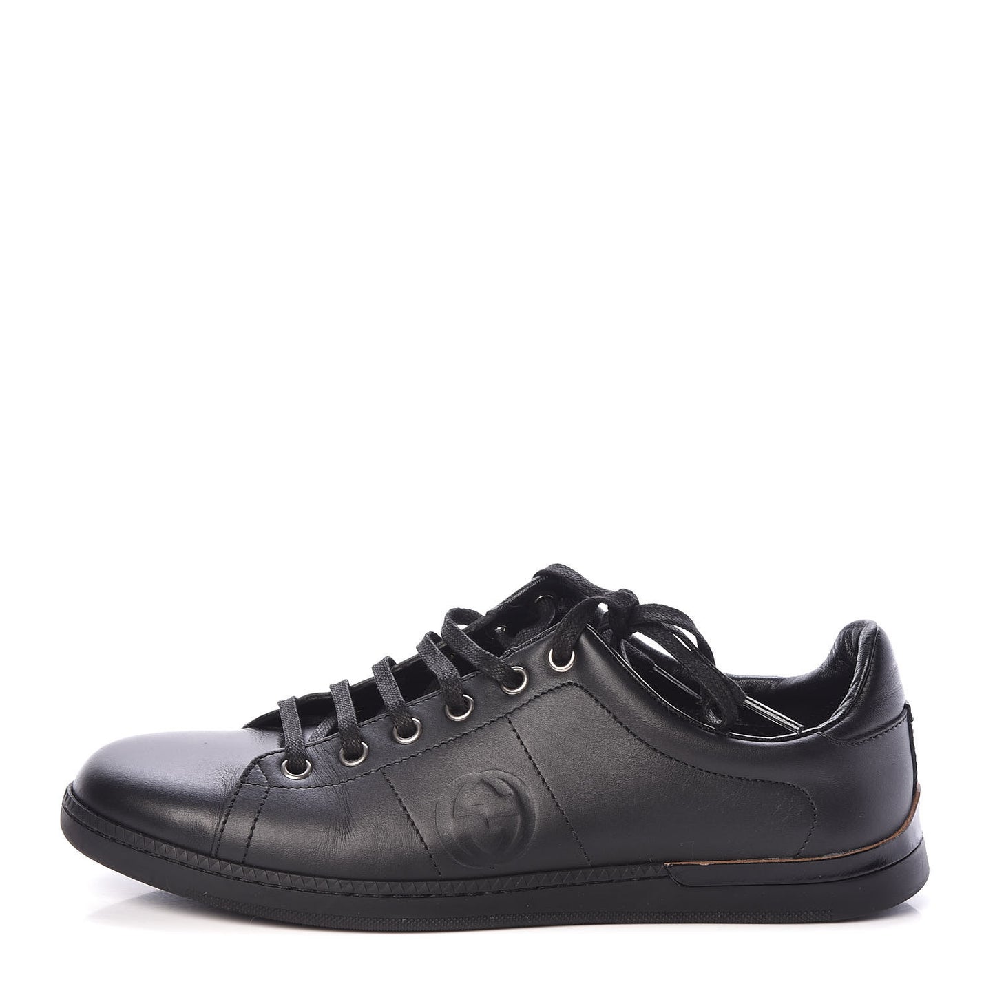 Calfskin Womens Interlocking G Sneakers 37 Black